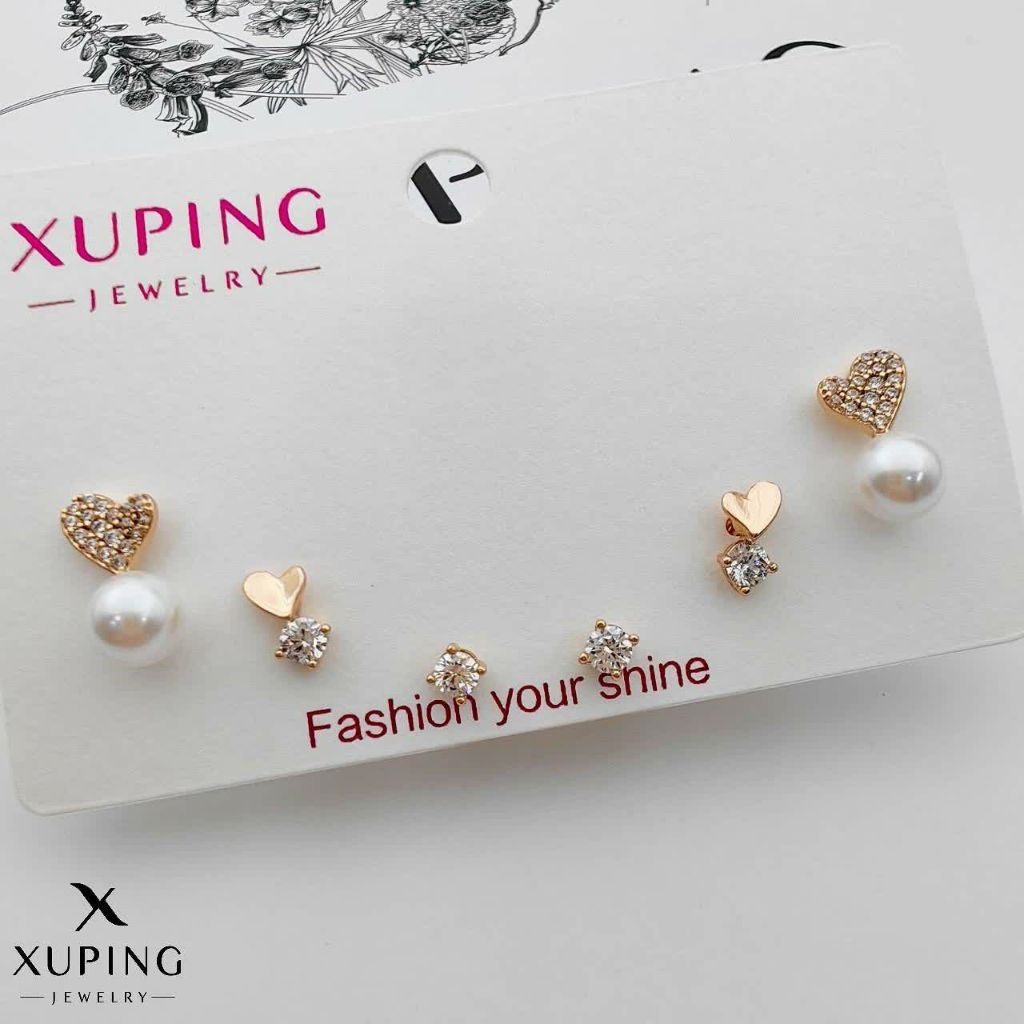 گوشواره سه جفتی ژوپینگ کد 2898 - خرید آنلاین از گالری آداس